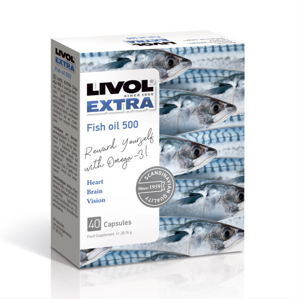 LIVOL EXTRA FISH OIL 500, 40 tablečių paveikslėlis