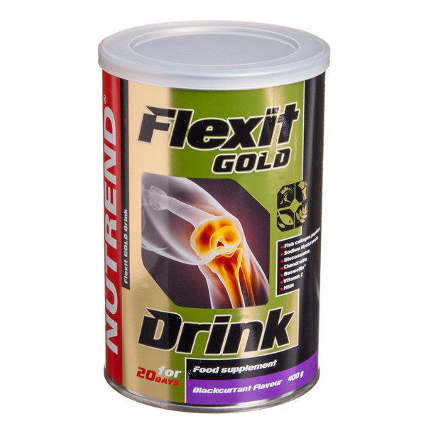 FLEXIT GOLD DRINK, juodųjų serbentų skonio milteliai, 400 g paveikslėlis