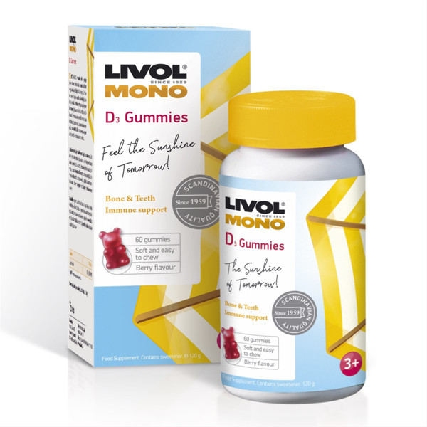 LIVOL MONO vitamino D3 guminukai, 60 guminukų paveikslėlis