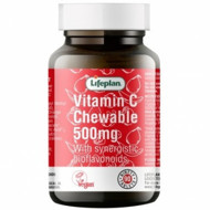 LIFEPLAN CHEWABLE VITAMIN C, 500 mg, apelsinų skonio vitaminas C su flavonoidais, 90 tablečių. Su cukrumi ir saldikliu paveikslėlis