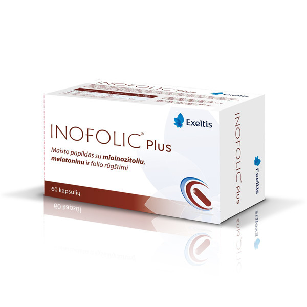 INOFOLIC PLUS, maisto papildas su mioinozitoliu, melatoninu ir folio rūgštimi, 60 kapsulių paveikslėlis