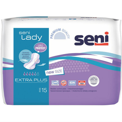 SENI LADY EXTRA PLUS URO PROTECT, įklotai, 15 vnt. paveikslėlis