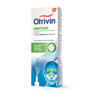 OTRIVIN MENTHOL, 1 mg/ml, nosies purškalas (tirpalas), 10 ml  paveikslėlis