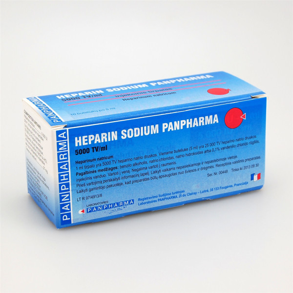 HEPARIN SODIUM PANPHARMA, 5000 TV/ml, injekcinis tirpalas, N10 paveikslėlis