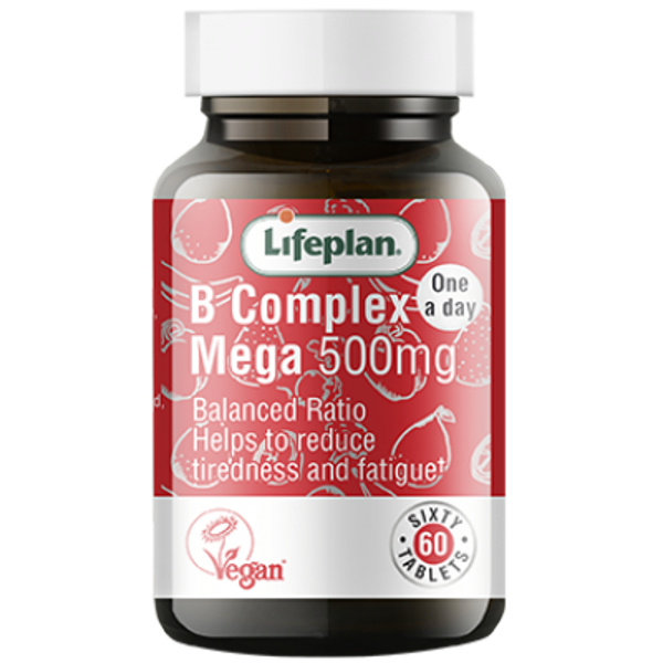 LIFEPLAN VITAMIN B COMPLEX MEGA, koncentruotas B grupės vitaminų kompleksas 60 tablečių paveikslėlis