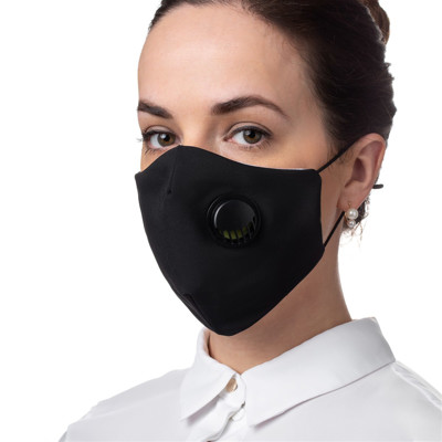 Apsauginė kaukė su iškvėpimo vožtuvu, daugkartinio naudojimo, juoda paveikslėlis