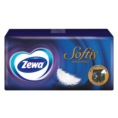 ZEWA SOFTIS, vienkartinės nosinaitės, 9 nosinaitės, 4 sluoksnių paveikslėlis