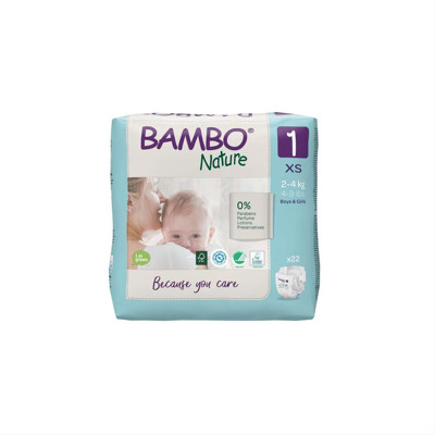 BAMBO NATURE, 1 dydis, ekologiškos sauskelnės, 2-4 kg, 22 vnt. paveikslėlis