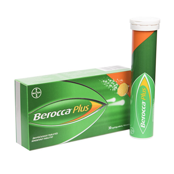BEROCCA PLUS, šnypščiosios tabletės, N30 (2 x N15)  paveikslėlis