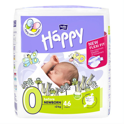 BELLA HAPPY BEFORE NEWBORN, sauskelnės kūdikiams, < 2 kg, 46 vnt. paveikslėlis