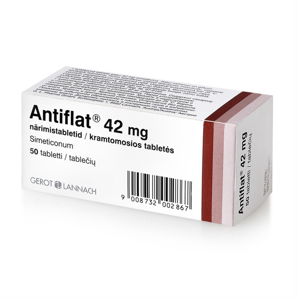 ANTIFLAT, 42 mg, kramtomosios tabletės, N50 paveikslėlis
