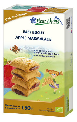„Obuolių marmeladas" ekologiški sausainiai FLEUR ALPINE, visai šeimai, 150 g paveikslėlis