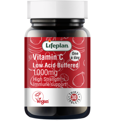 LIFEPLAN LOW ACID VITAMIN C 1000 mg, sumažinto rūgštingumo vitaminas C, tabletės N30 paveikslėlis