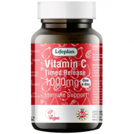 LIFEPLAN VITAMIN C 1000 mg TIMED RELEASE, palengva įsisavinamas vitaminas C, tabletės N60 paveikslėlis
