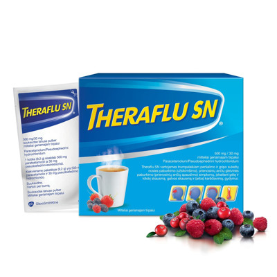 THERAFLU SN, 500 mg/30 mg, milteliai geriamajam tirpalui, N10 paveikslėlis