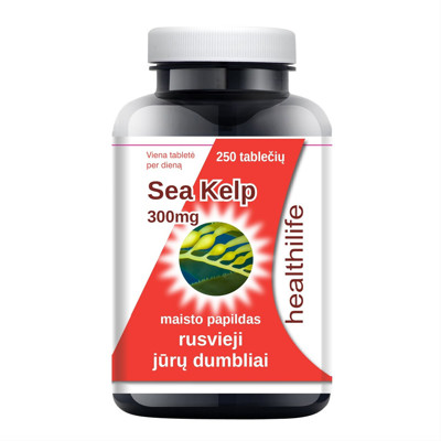 HEALTHILIFE WILD SEA KELP, rusvieji jūros dumbliai, 300 mg, 250 tablečių paveikslėlis