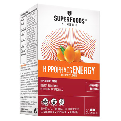 SUPERFOODS HIPPOPHAES ENERGY, 30 kapsulių paveikslėlis