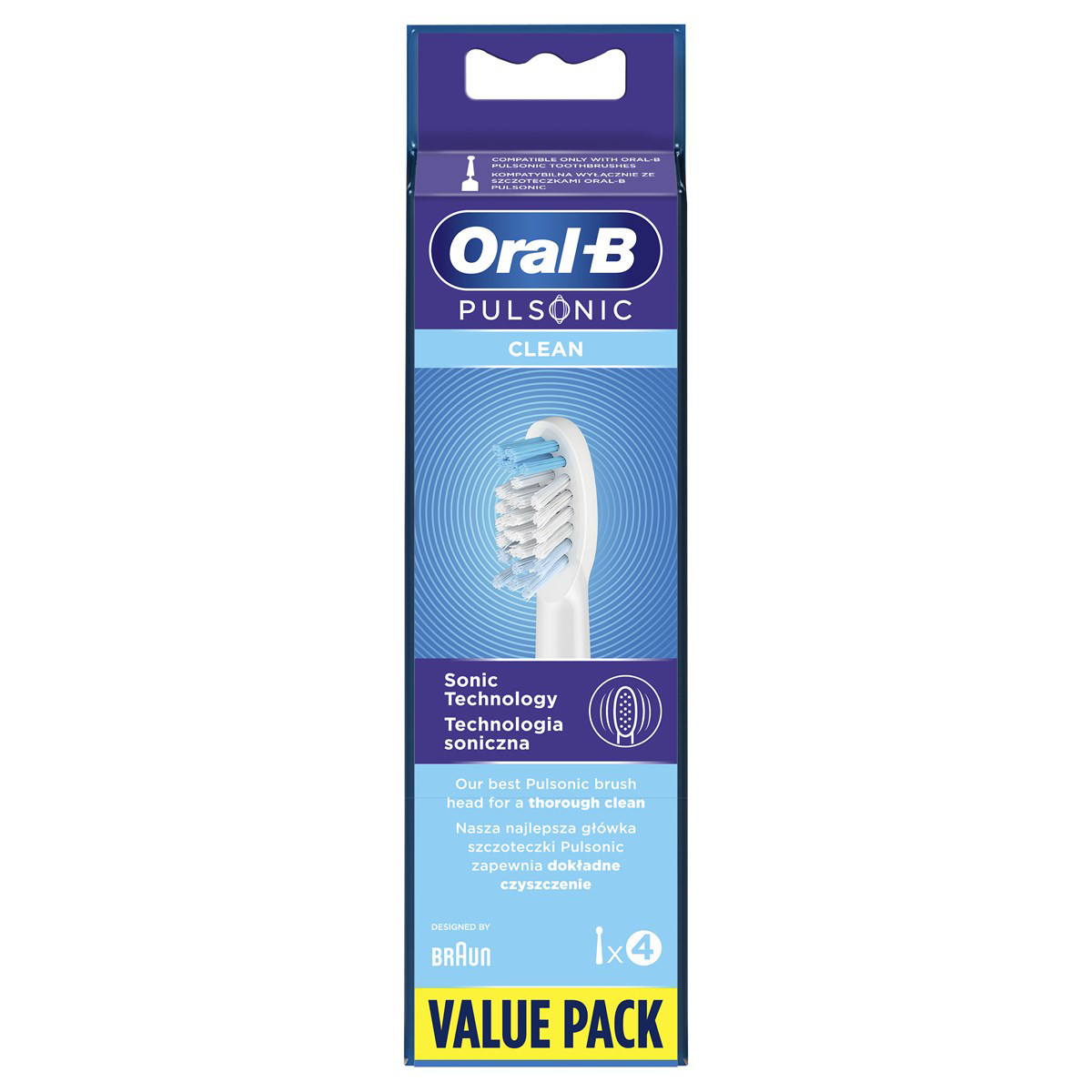 ORAL-B PULSONIC CLEAN, elektrinio dantų šepetėlio galvutės, 4 vnt.