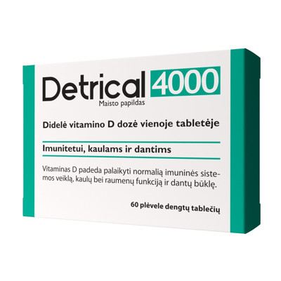 DETRICAL 4000 IU, 60 plėvele dengtų tablečių paveikslėlis