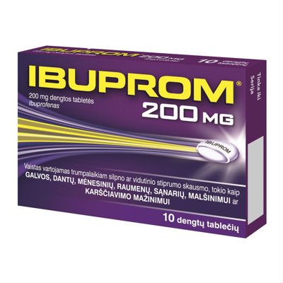 IBUPROM, 200 mg, dengtos tabletės, N10  paveikslėlis