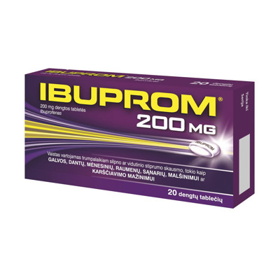 IBUPROM, 200 mg, dengtos tabletės, N20  paveikslėlis