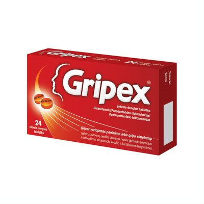 GRIPEX, plėvele dengtos tabletės, N24  paveikslėlis