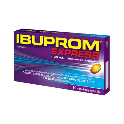 IBUPROM EXPRESS, 400 mg, minkštosios kapsulės, N10 paveikslėlis