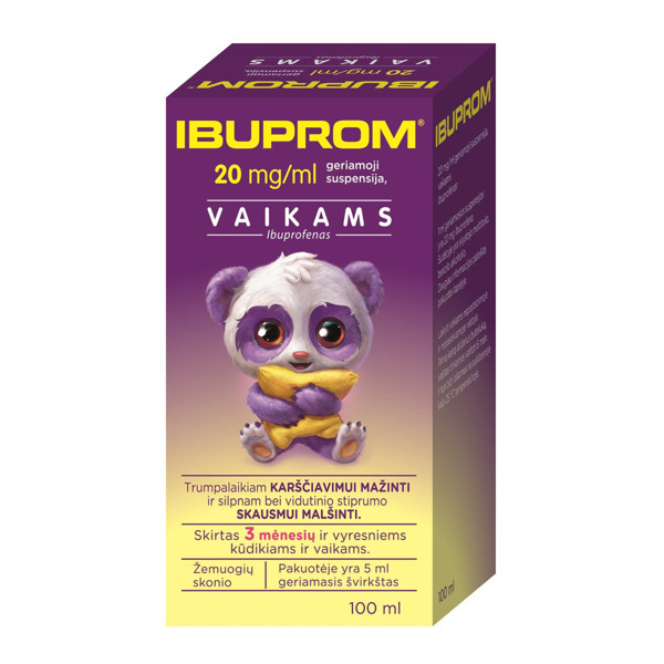 IBUPROM, 20 mg/ml, geriamoji suspensija, vaikams, 100 ml  paveikslėlis
