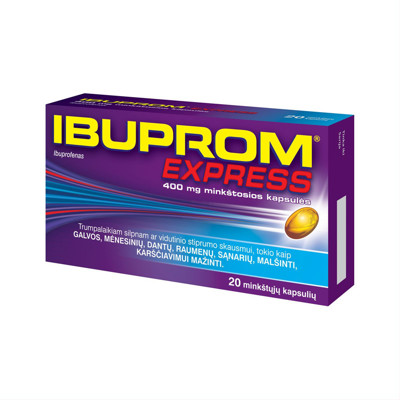IBUPROM EXPRESS, 400 mg, minkštosios kapsulės, N20  paveikslėlis