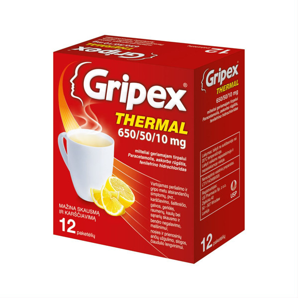 GRIPEX THERMAL, 650/50/10 mg, milteliai geriamajam tirpalui, N12 paveikslėlis