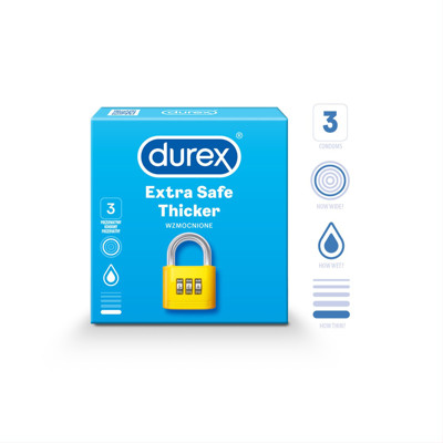 DUREX EXTRA SAFE, prezervatyvai, 3 vnt. paveikslėlis