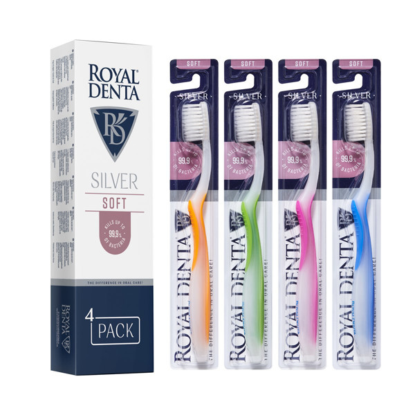 ROYAL DENTA SILVER SOFT, dantų šepetėliai, 4 vnt. paveikslėlis