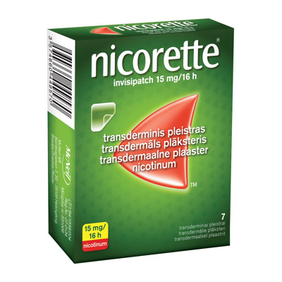 NICORETTE INVISIPATCH, 15 mg/16 h, transderminis pleistras, N7  paveikslėlis