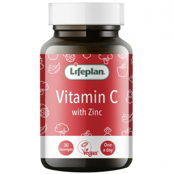 LIFEPLAN VITAMIN C & ZINC, vitamino C ir cinko pastilės, 30 pastilių paveikslėlis