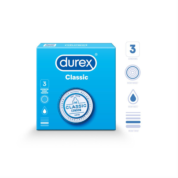 DUREX CLASSIC, prezervatyvai, 3 vnt. paveikslėlis