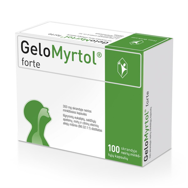 GELOMYRTOL FORTE, 300 mg, skrandyje neirios minkštosios kapsulės, N100 paveikslėlis