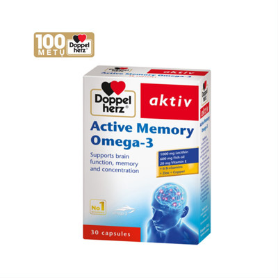 DOPPELHERZ AKTIV ACTIVE MEMORY OMEGA-3, 30 kapsulių paveikslėlis