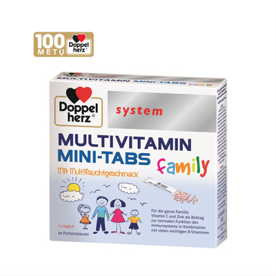 DOPPELHERZ SYSTEM MULTIVITAMIN MINI-TABS FAMILY DIRECT MINI, 20 tablečių paveikslėlis