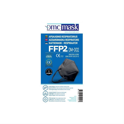 Apsauginis respiratorius FFP2 DM-002 (juodos spalvos), 2 vnt. paveikslėlis