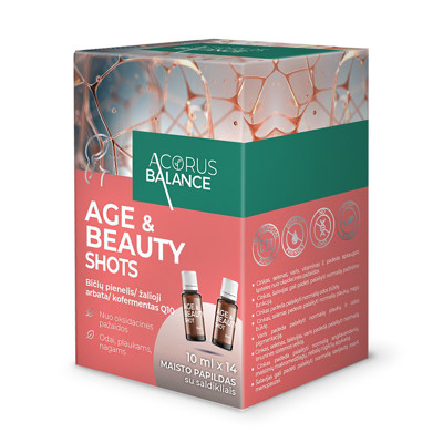 ACORUS BALANCE AGE & BEAUTY SHOTS, geriamasis tirpalas buteliuke, 10 ml, 14 vnt. paveikslėlis