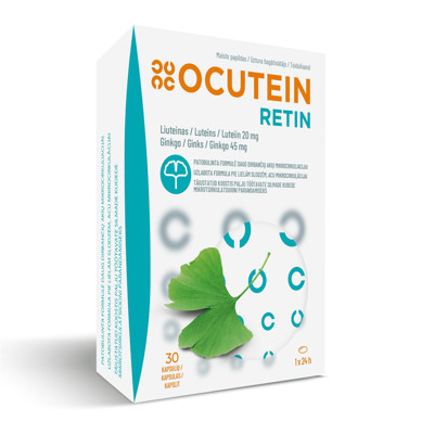 OCUTEIN RETIN LUTEIN 20 mg + GINKGO 45 mg, 30 kapsulių paveikslėlis