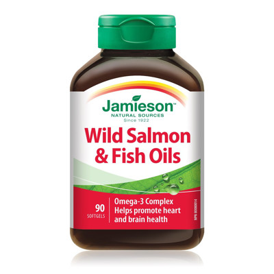 JAMIESON WILD SALMON & FISH OIL, žuvų taukai, 1000 mg, 90 minkštų kapsulių paveikslėlis