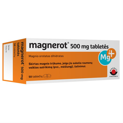 MAGNEROT, 500 mg, tabletės, N50  paveikslėlis