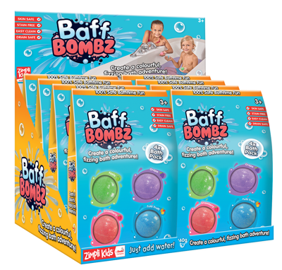 Zimpli Kids BAFF BOMBZ 4 skirtingų vonios bombų rinkinys, 140g paveikslėlis