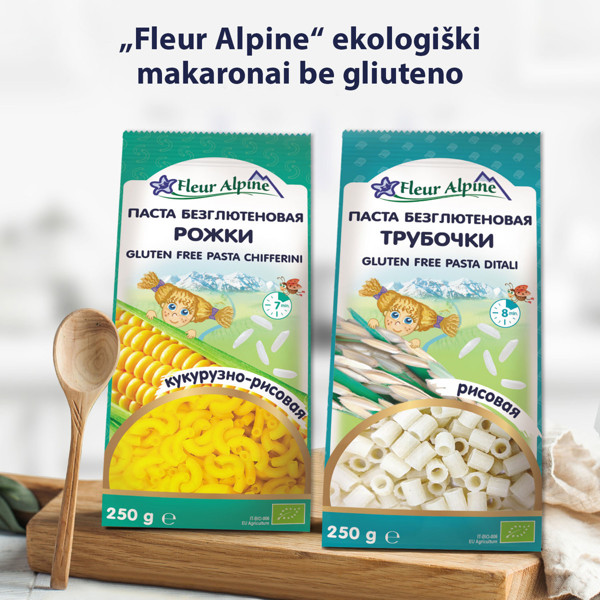 FLEUR ALPINE  ekologiški makaronai “Chifferini” be gliuteno, iš kukurūzų ir ryžių miltų, 250 g paveikslėlis