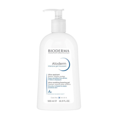 BIODERMA ATODERM INTENSIVE GEL MOUSSANT, švelnus gelinis prausiklis labai sausai ir atopiškai odai, bekvapis, 500 ml paveikslėlis