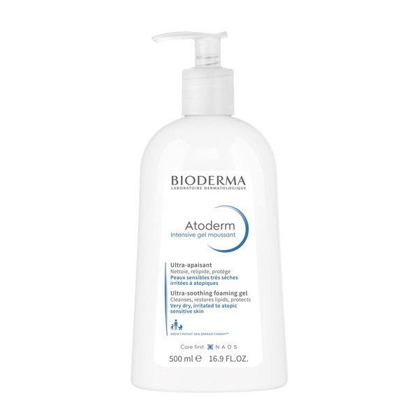 BIODERMA ATODERM INTENSIVE GEL MOUSSANT, švelnus gelinis prausiklis labai sausai ir atopiškai odai, bekvapis, 500 ml paveikslėlis