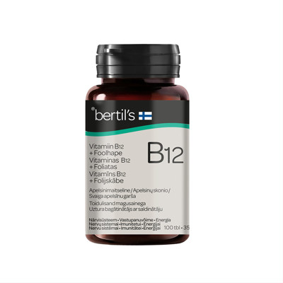 BERTIL'S VITAMINAS B12 + FOLIATAS, 100 čiulpiamųjų tablečių paveikslėlis