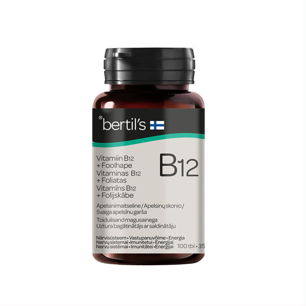 BERTIL'S VITAMINAS B12 + FOLIATAS, 100 čiulpiamųjų tablečių paveikslėlis