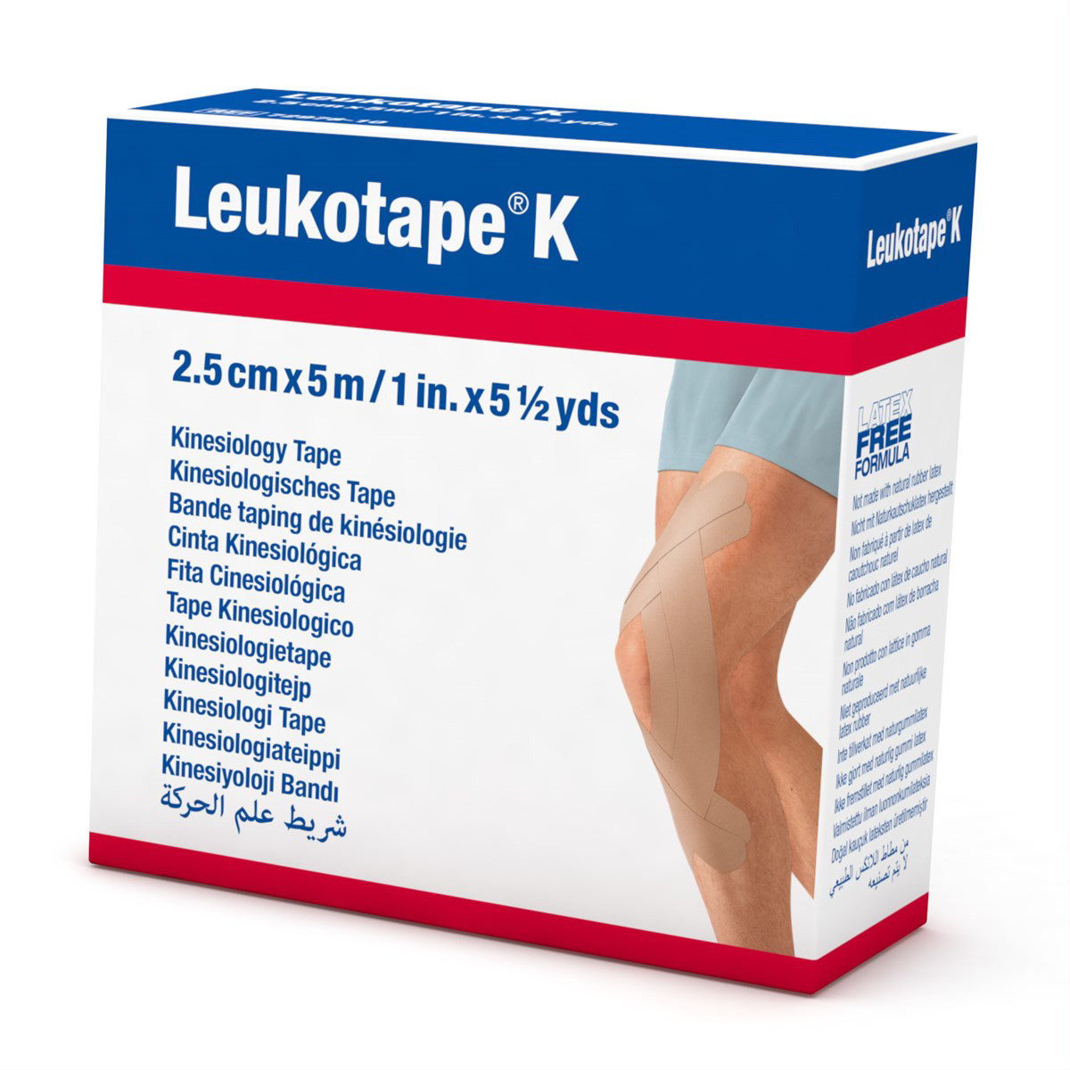 LEUKOTAPE K, kineziterapinis pleistras (teipas), 2,5 m x 5 m, Beige spalvos